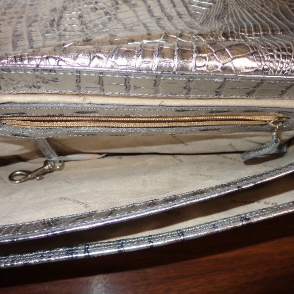 STUNNING Vintage Brahmin SILVER Melbourne Leather Shoulder Bag EXACT Clean LN - Picture 8 of 16